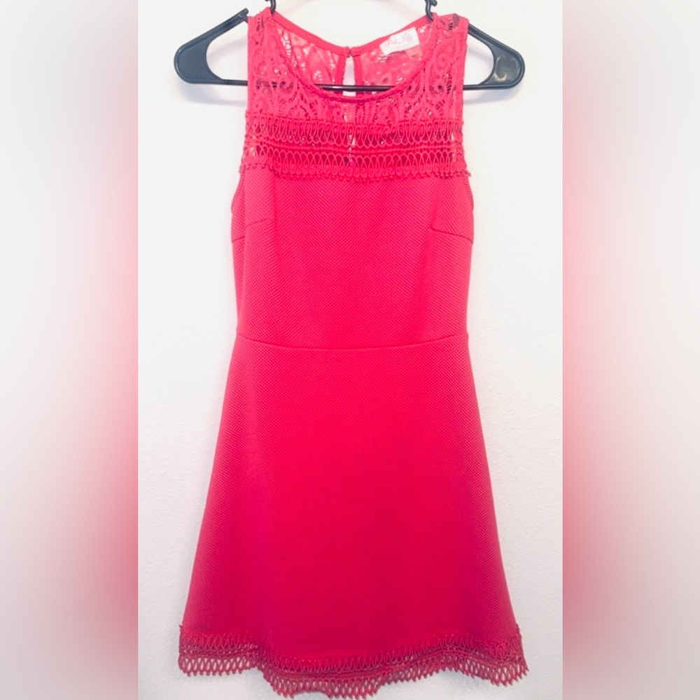 Pink Lily Lace Dress in Bright Pink
